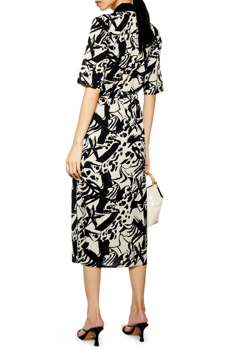 Topshop Front Zip Midi Shirtdress, Alternate, color,