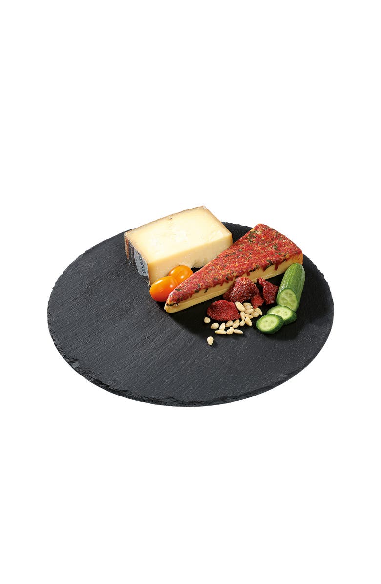 CILIO Slate Serving Board for Cheese and Appetizers, Round, 11.8-Inch, Main, color, Black