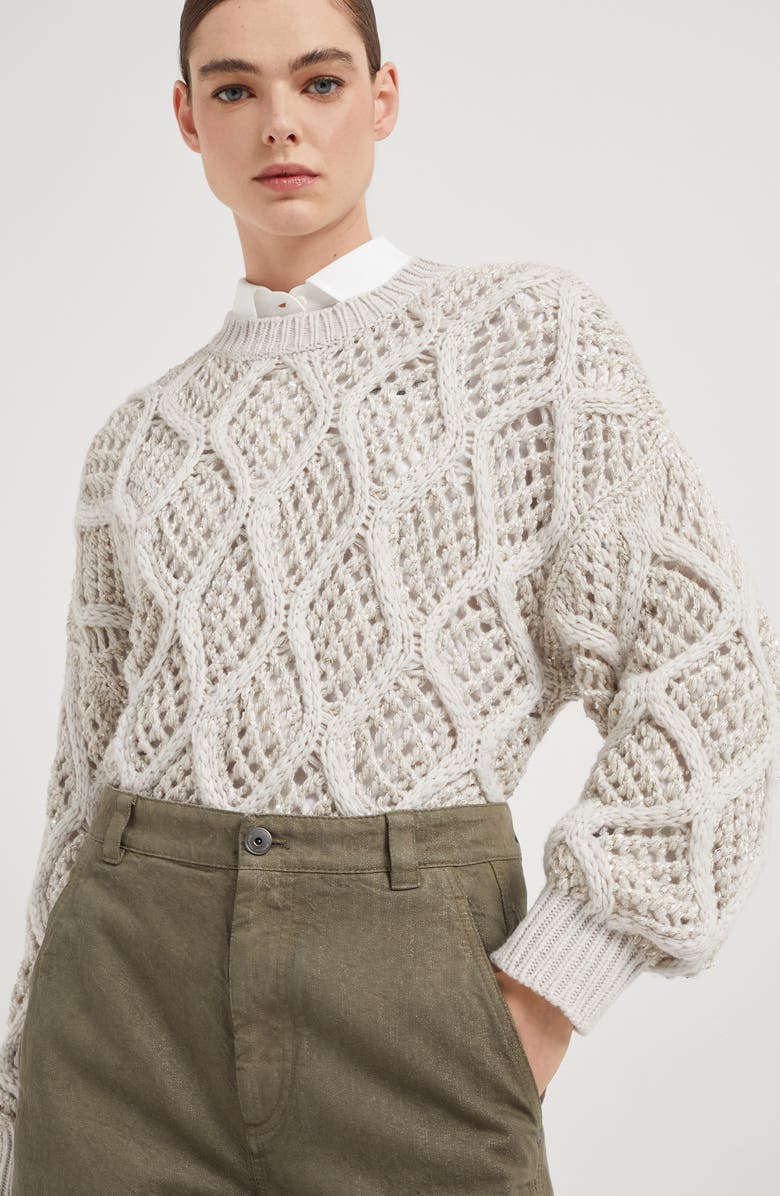 Brunello Cucinelli Dyed sparkling denim soft curved trousers, Alternate, color, 