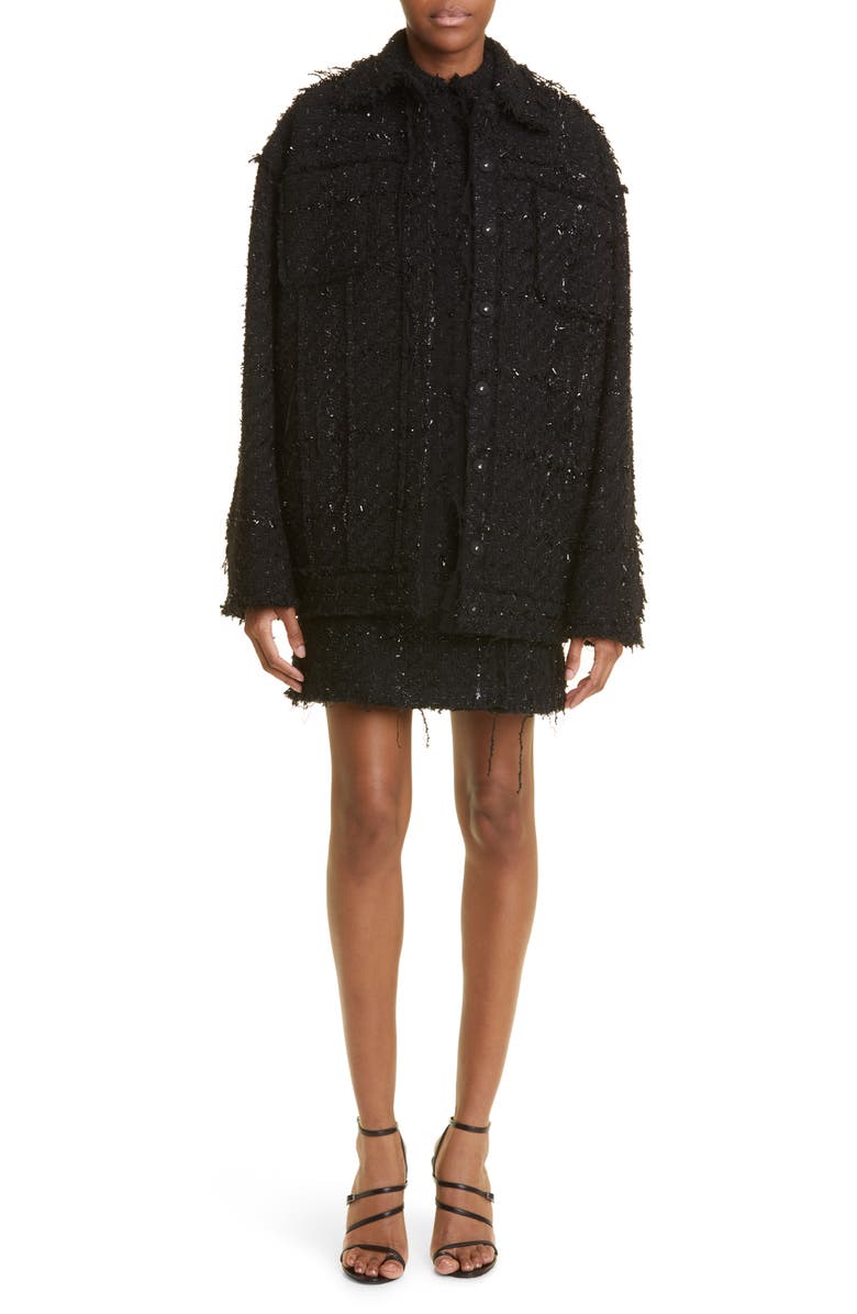 Jason Wu Collection Metallic Fringe Tweed Jacket, Alternate, color,