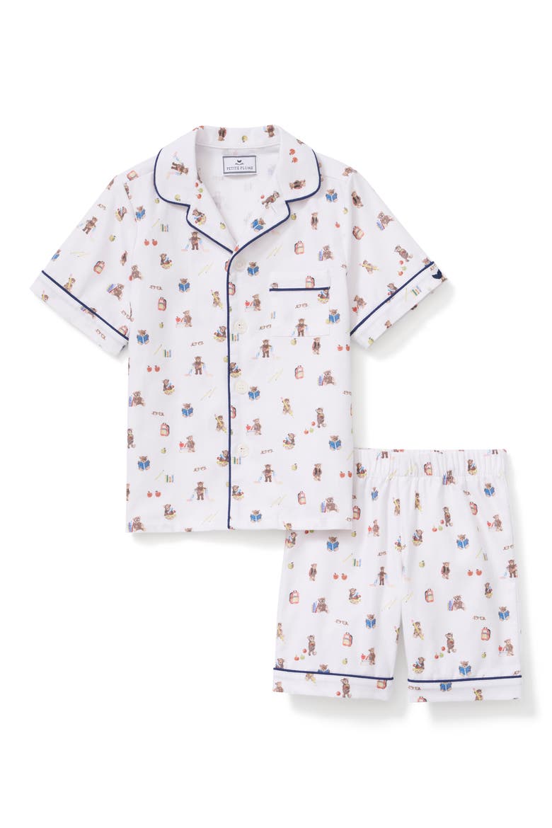 Kids' Two-Piece Cotton Blend Short Pajamas, Main, color, MEDIUM BROWN