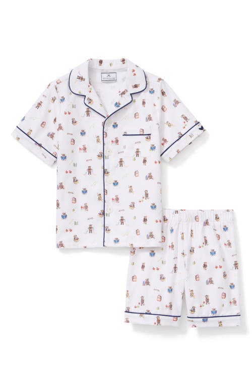 Petite Plume Kids' Two-Piece Cotton Blend Short Pajamas in Medium Brown at Nordstrom, Size 18M