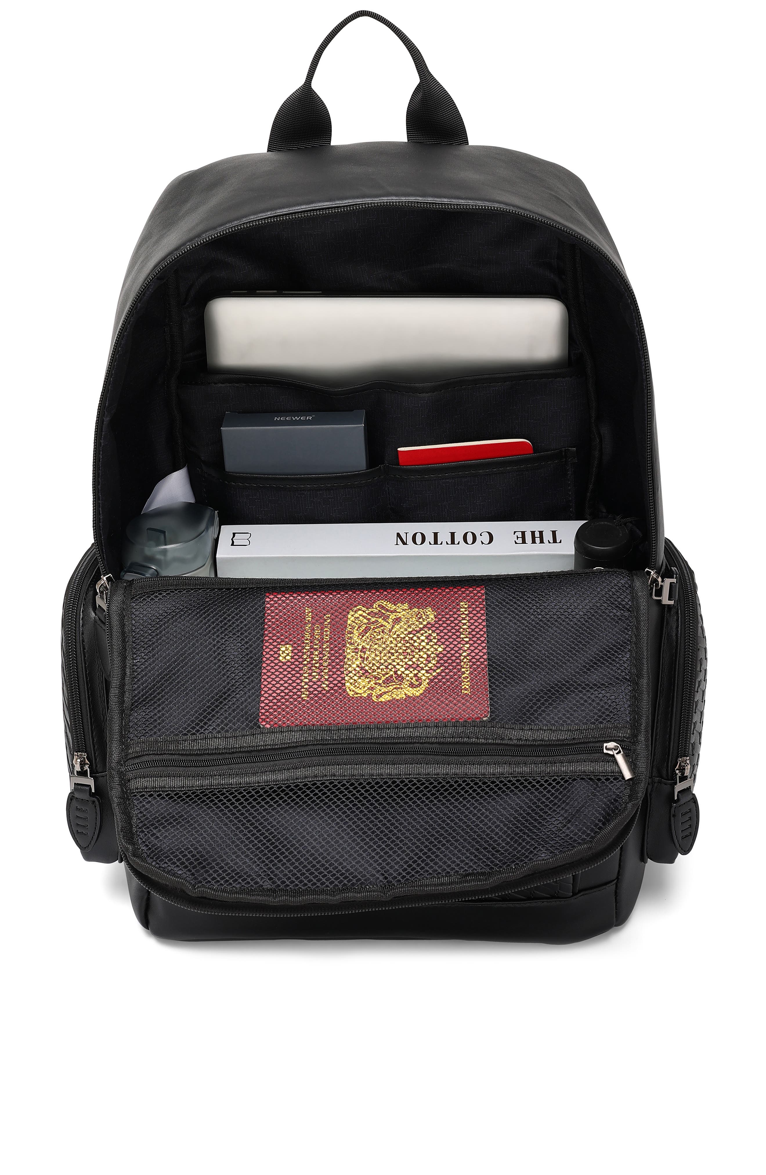 ELLE Leisure Luxe 27L Vegan Leather Backpack, Alternate, color, Black