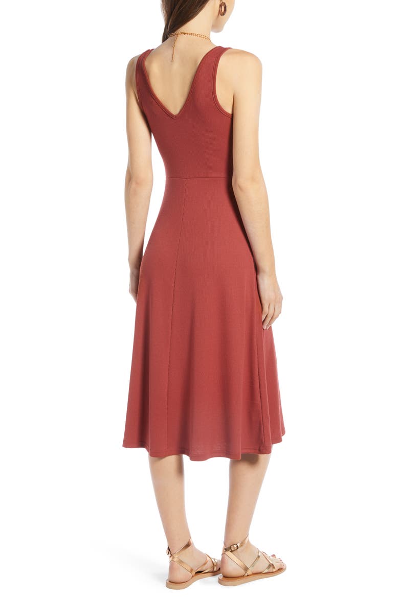 A-Line Tank Midi Dress, Alternate, color, RED COWHIDE