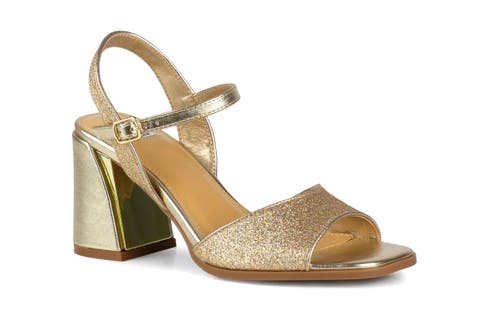 Block heel metallic sandal