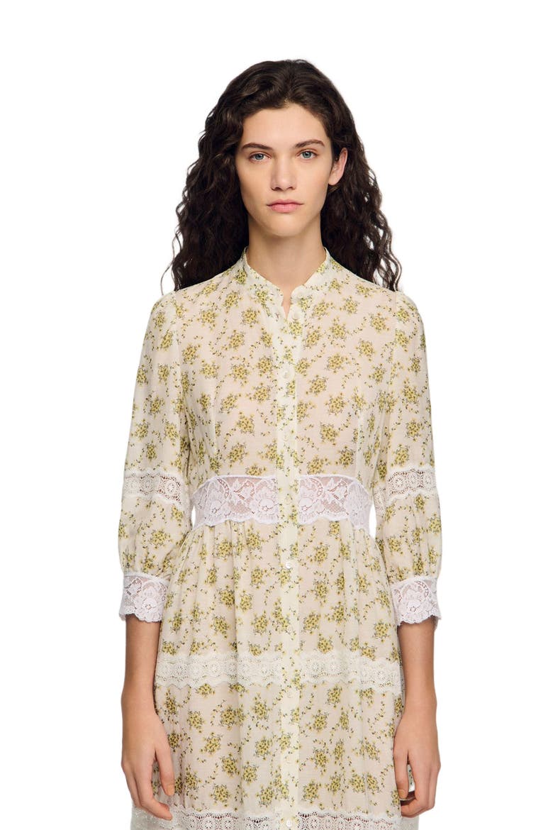 Floral lace maxi dress, Alternate, color, Olive / ecru