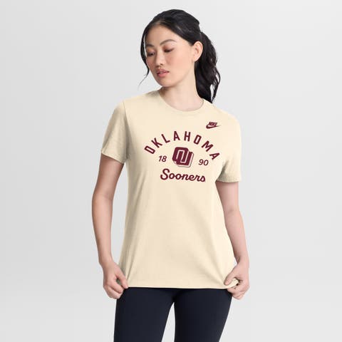 Women's Nike Natural Oklahoma Sooners Legacy Team Name T-Shirt