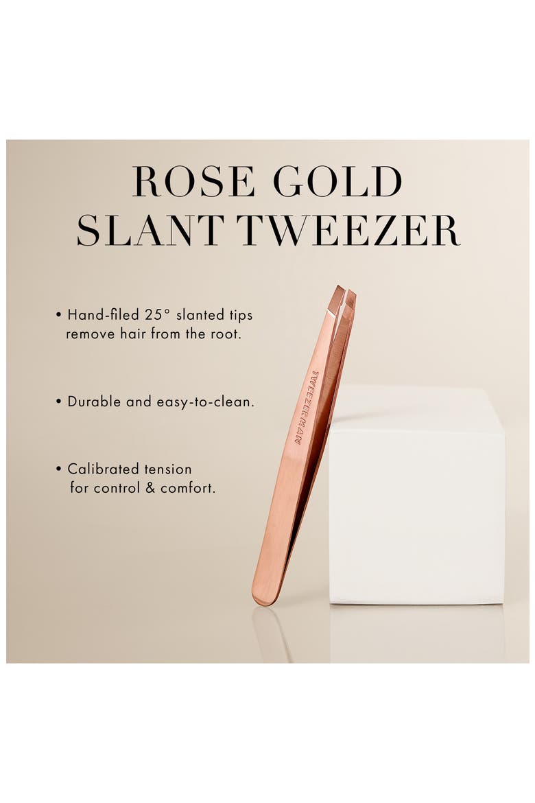 Rose Gold Slant Tweezer, Alternate, color, NO COLOR