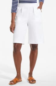 Lands' End Knit High Rise Pleated 12" Bermuda Shorts