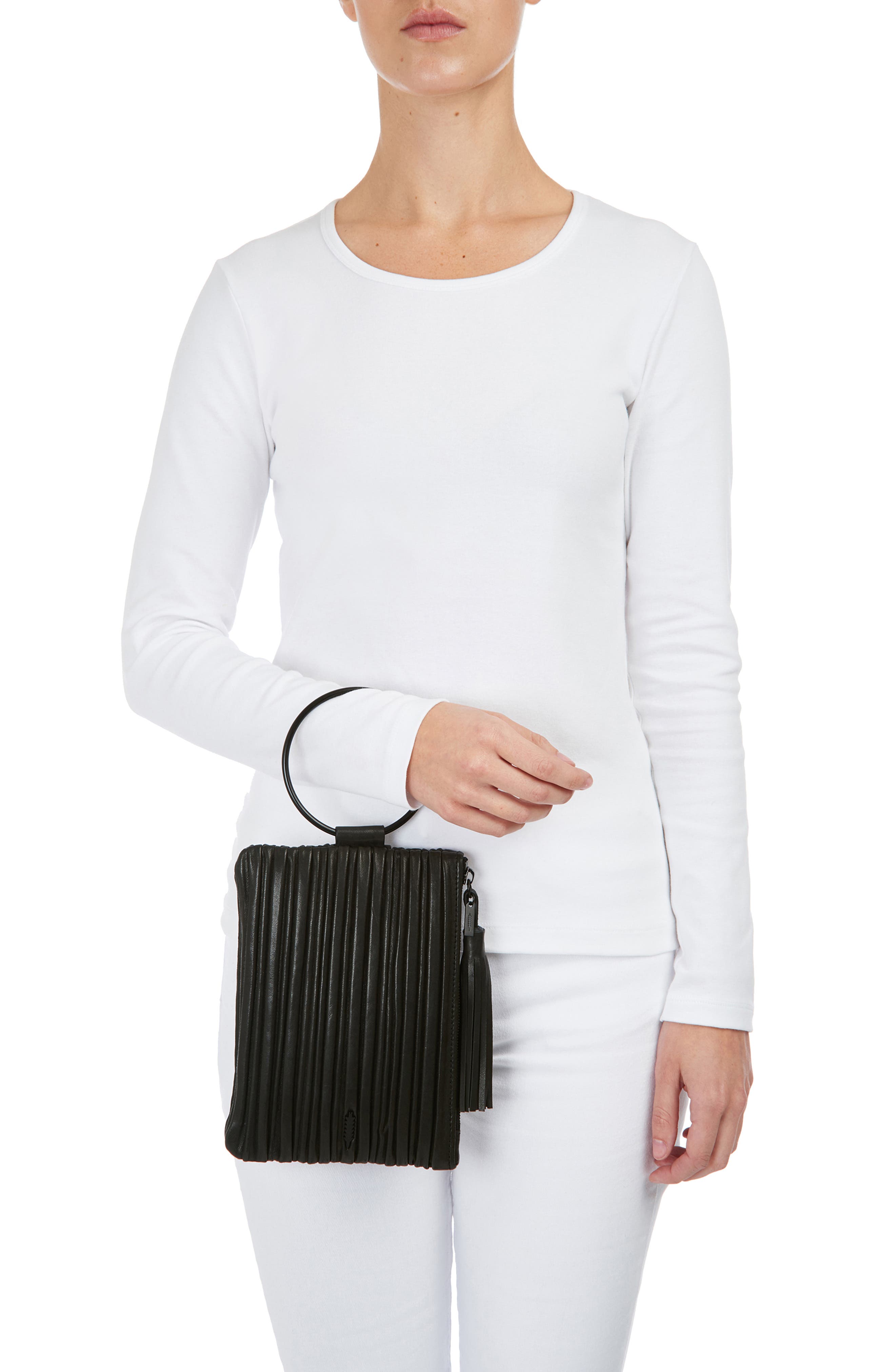 Thacker Nolita Pleated Leather Clutch, Alternate, color, 