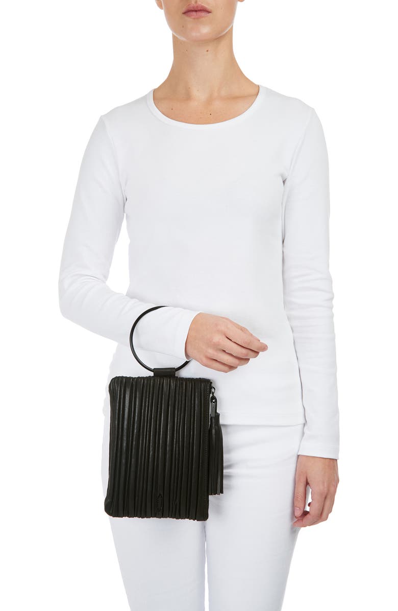 Thacker Nolita Pleated Leather Clutch, Alternate, color,