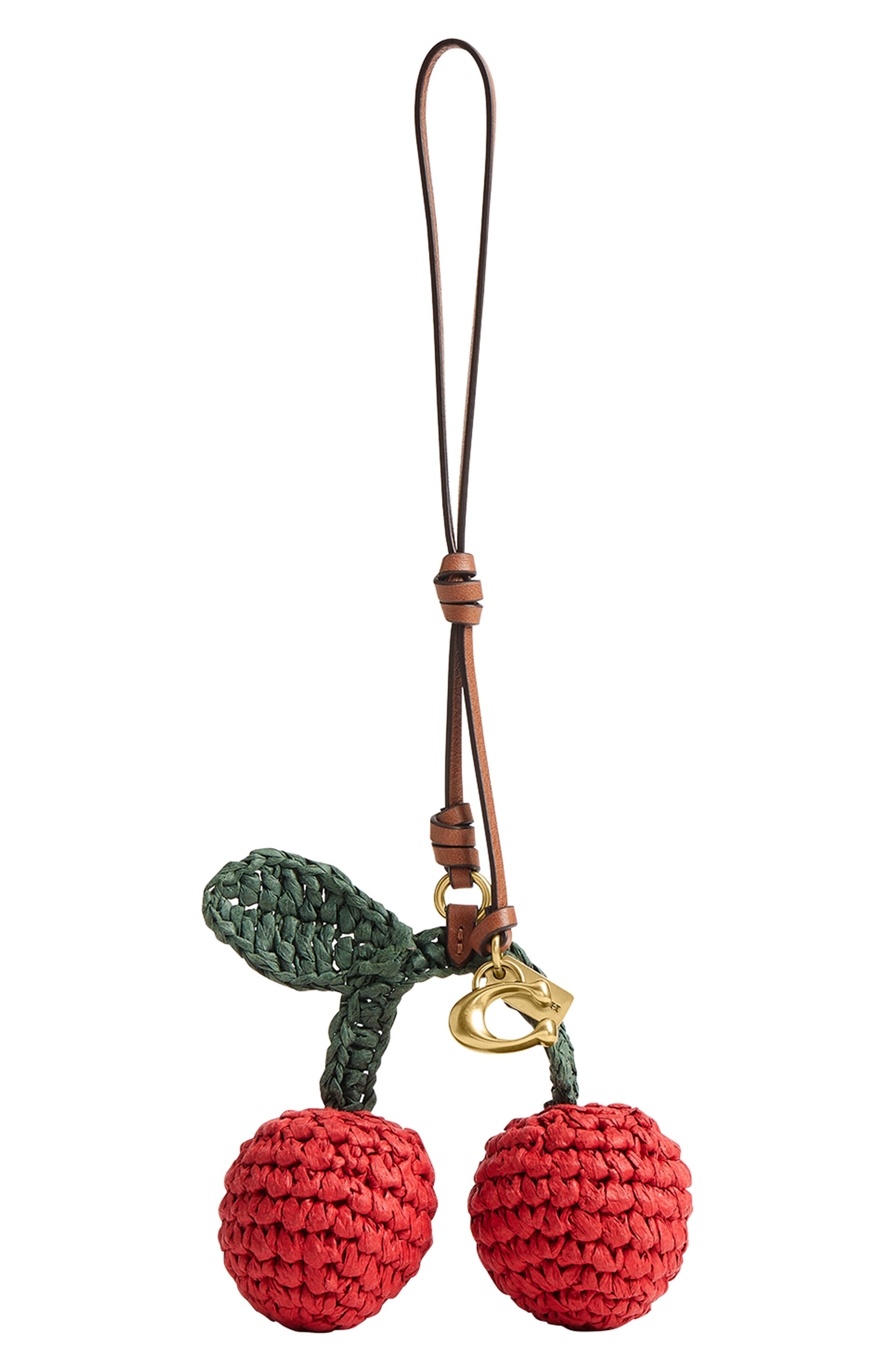 COACH Straw Cherries Bag Charm, Alternate, color, Red/ Multi