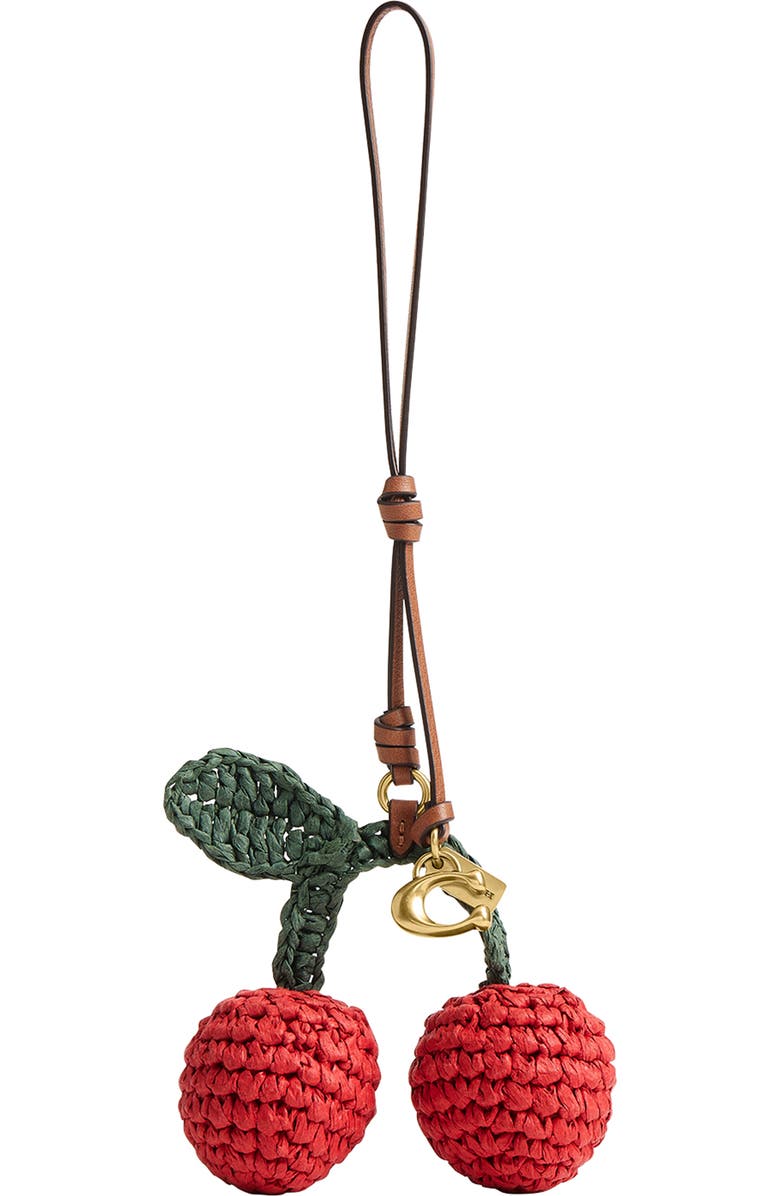 COACH Straw Cherries Bag Charm, Alternate, color, Red/ Multi