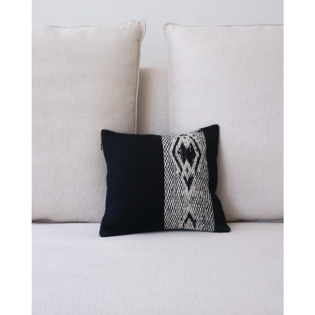 Voz Diagonal Square Pillow 12" X 12" In Black/ivory