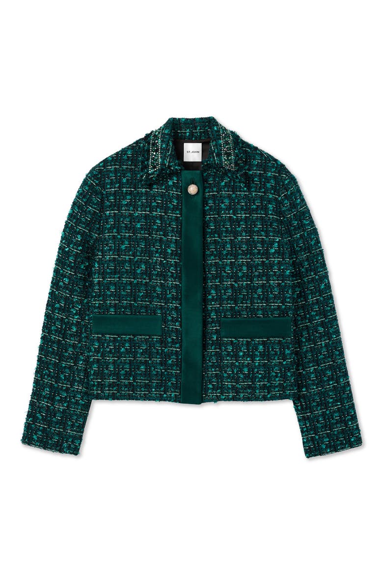 Metallic Tweed & Twill Jacket, Alternate, color, SPRUCE MULTI