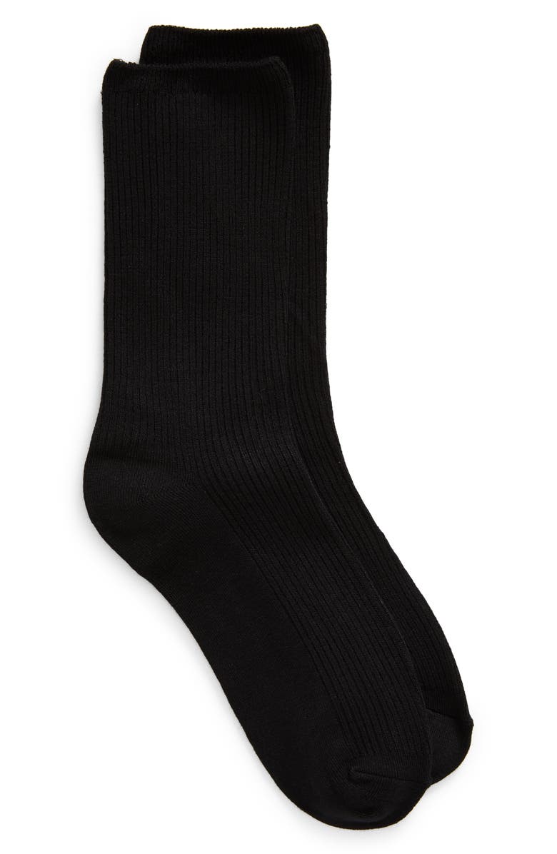 Nordstrom Rib Crew Socks, Alternate, color, Black