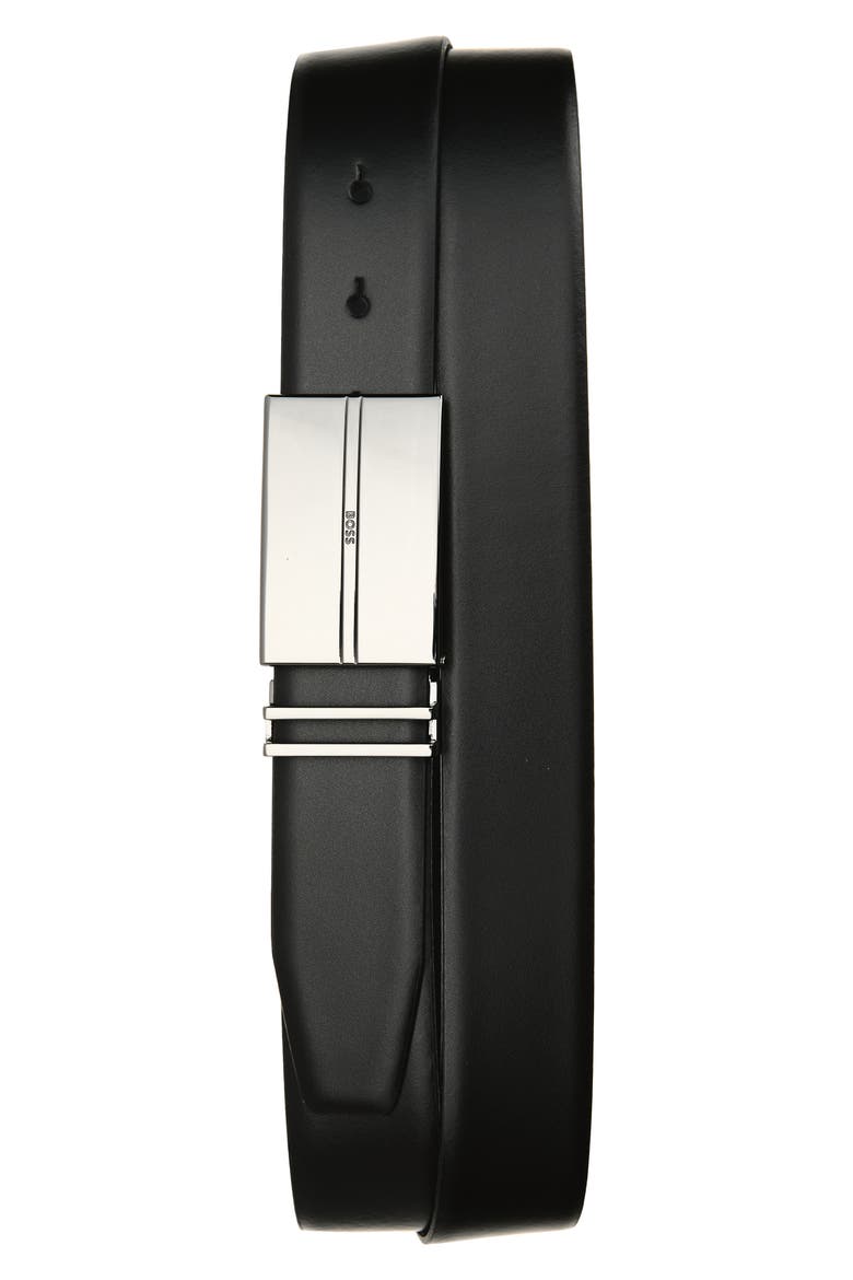 Gomero Leather Belt, Alternate, color, BLACK/ SILVER
