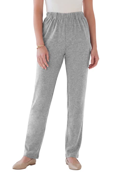 Plus Size Soft Knit Relaxed Pull-On Straight Leg Pant