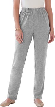 Roaman's Plus Size Soft Knit Relaxed Pull-On Straight Leg Pant