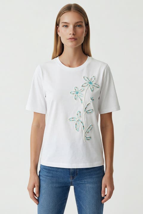 Limaara Short Sleeve Embroidered Cotton T
