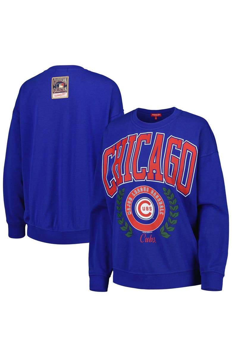 Mitchell & Ness Women's Mitchell & Ness Royal Chicago Cubs Logo Lt 2.0 Pullover Sweatshirt, Main, color, 