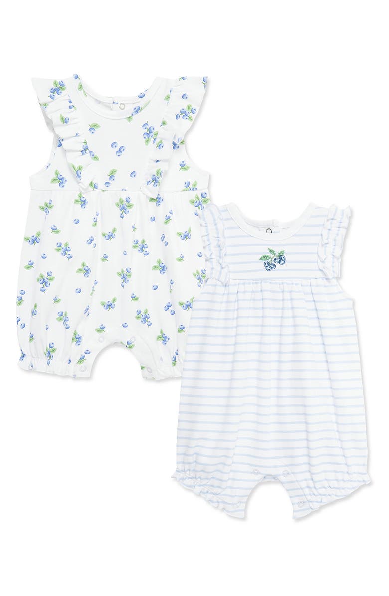 Little Me 2-Pack Cotton Bubble Rompers, Main, color, Blue