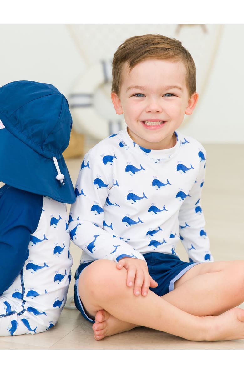 RuggedButts Boys UPF50+ Sun Protected Long Sleeve Rash Guard, Alternate, color, Whale Friends