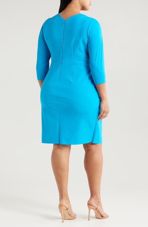 Alex Evenings Faux Wrap Sheath Cocktail Dress In Capri