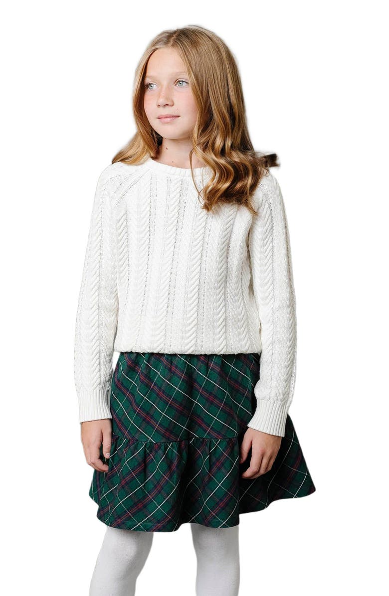 Hope & Henry Girls' Organic Flounce Party Skirt, Toddler, Alternate, color, Merry Pine Plaid