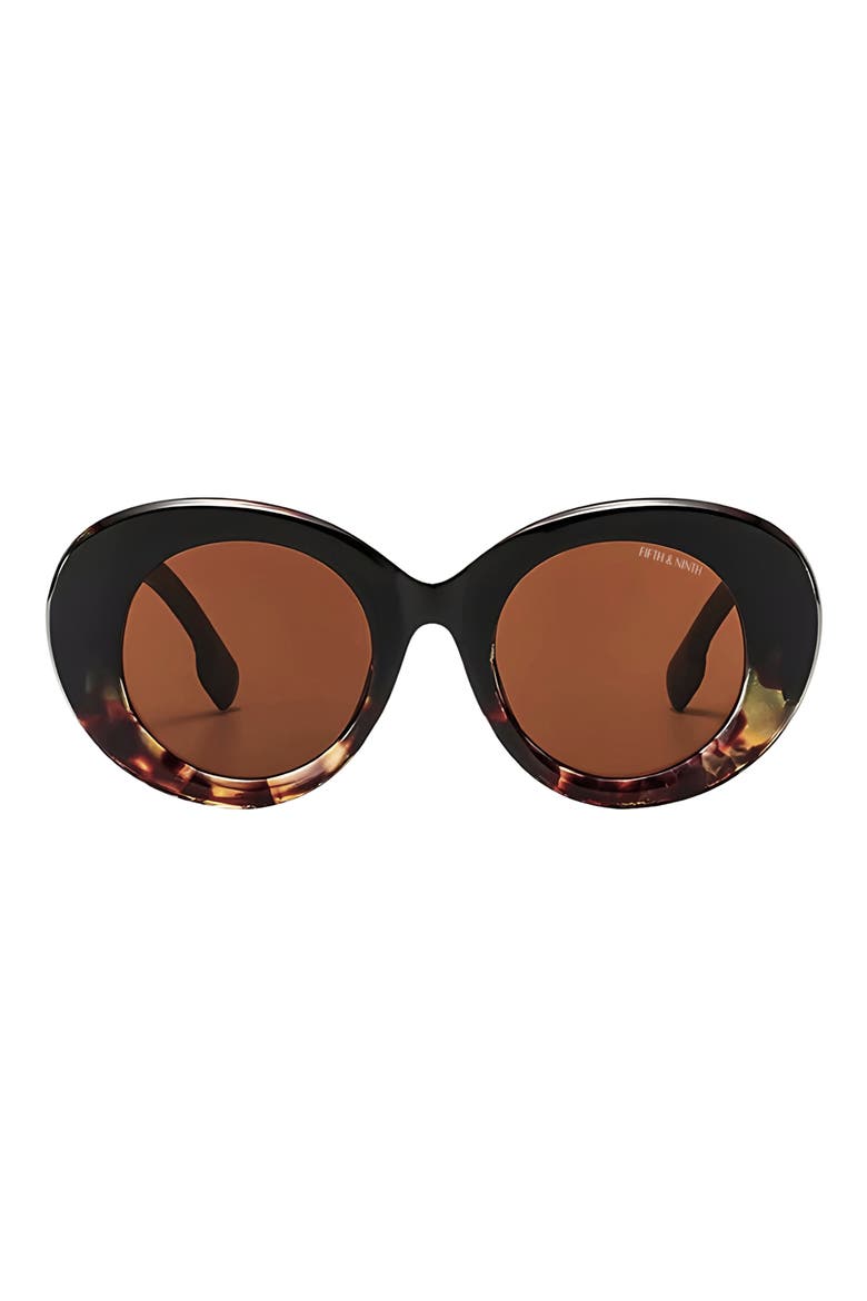 Molly 50mm Polarized Round Sunglasses, Main, color, BLACK TORTE/ BROWN