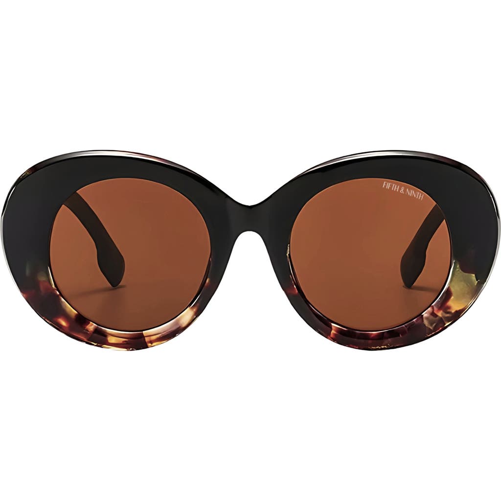 Fifth & Ninth Molly 50mm Polarized Round Sunglasses In Black Torte/brown
