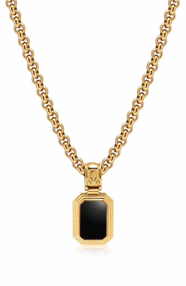 Nialaya Sterling Silver Necklace with Two-in-One Malachite and Black Onyx Pendant, Main, color, Malachite / Black Onyx