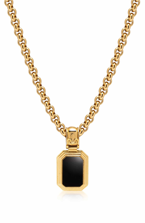 Sterling Silver Necklace with Two-in-One Malachite and Black Onyx Pendant