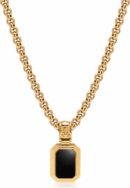 Nialaya Sterling Silver Necklace with Two-in-One Malachite and Black Onyx Pendant