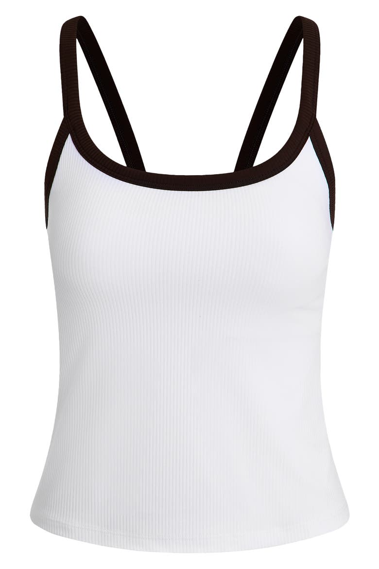 Theon Scoop Neck Performance Tank, Alternate, color, WHITE / COFFEE BEAN