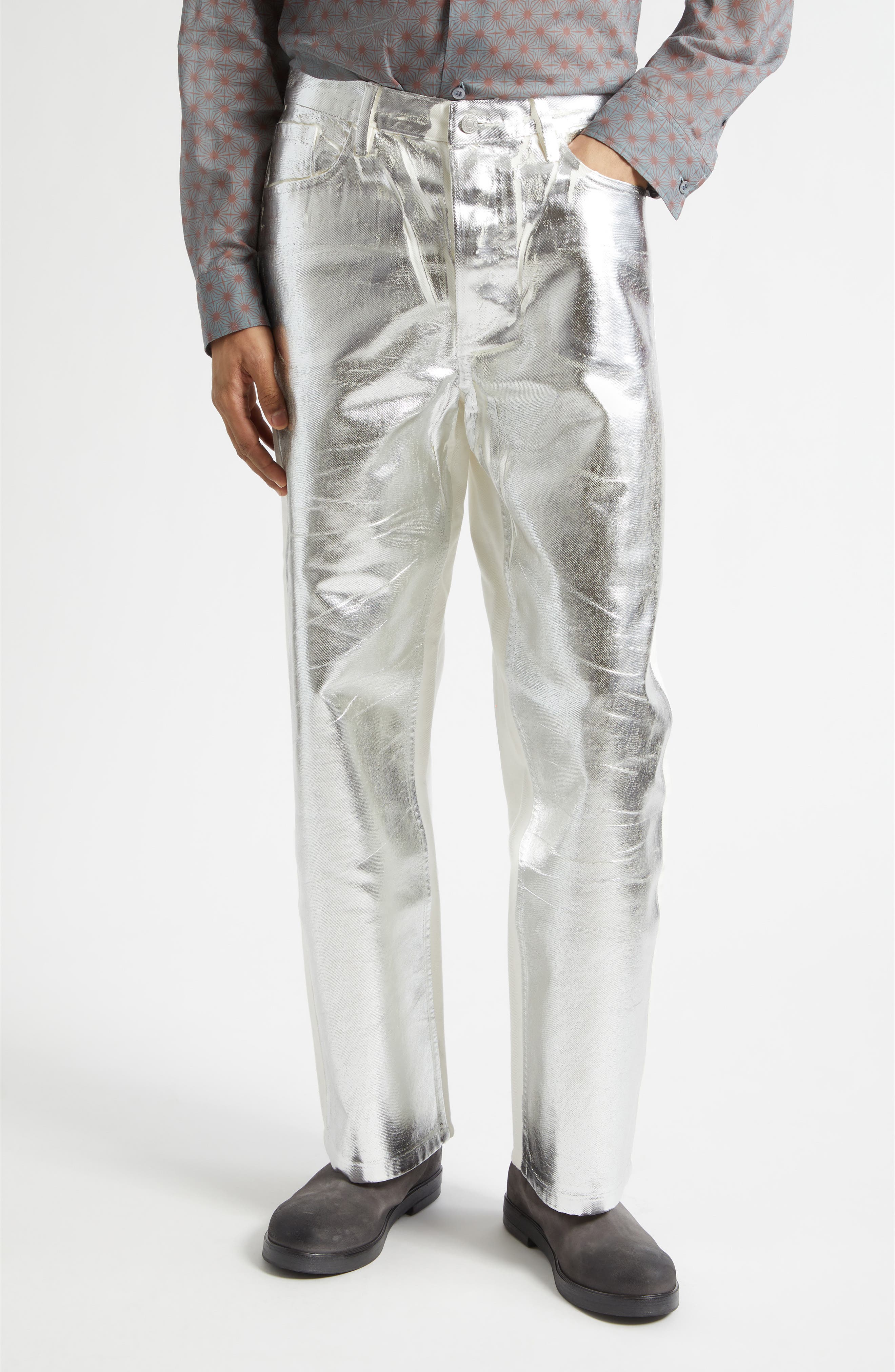 Pine Coated Metallic Jeans