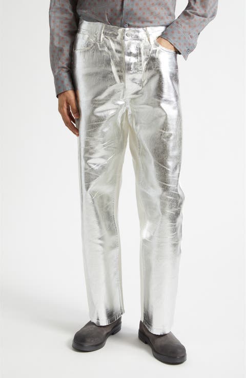 Pine Coated Metallic Jeans (Off White)