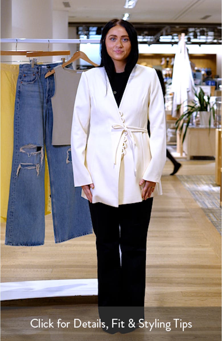 Avril Scallop Trim Tie Waist Blazer, sales video thumbnail