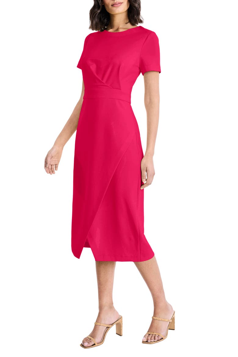 Short Sleeve Tulip Hem Midi Dress, Alternate, color, JAZZY PINK