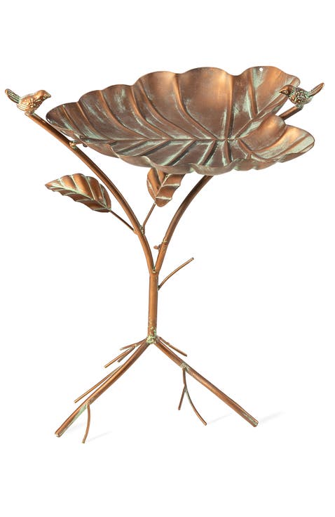 19.5"H Multifunctional 2-in-1 Metal Faux Copper Patina Finish Birdfeeder