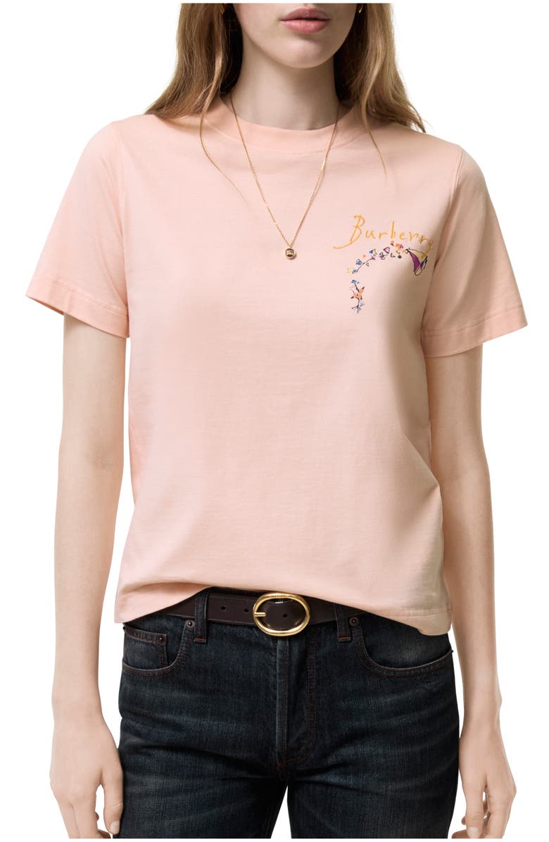 Burberry Brave Little Tree Cotton T-shirt, Main, color, Compact Pink