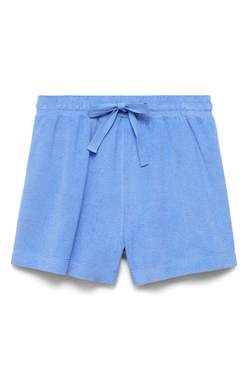 Mango Cotton Blend Terry Shorts In Blue