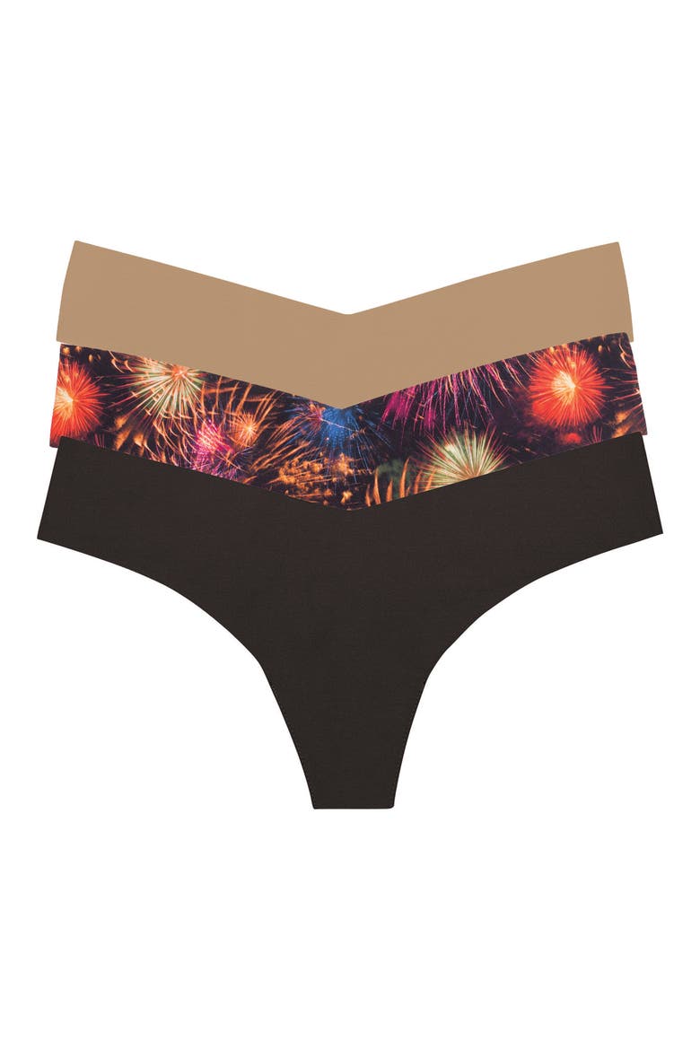 Panty Party - Microfiber 3-Pack Thongs, Alternate, color, SPARKS/ LICORICE/ LATTE