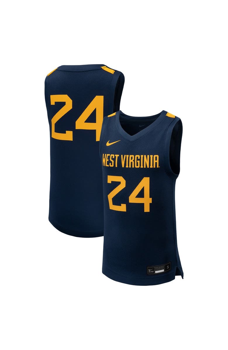 Nike Youth Nike #24 Navy West Virginia Mountaineers Team Replica Basketball Jersey, Alternate, color,