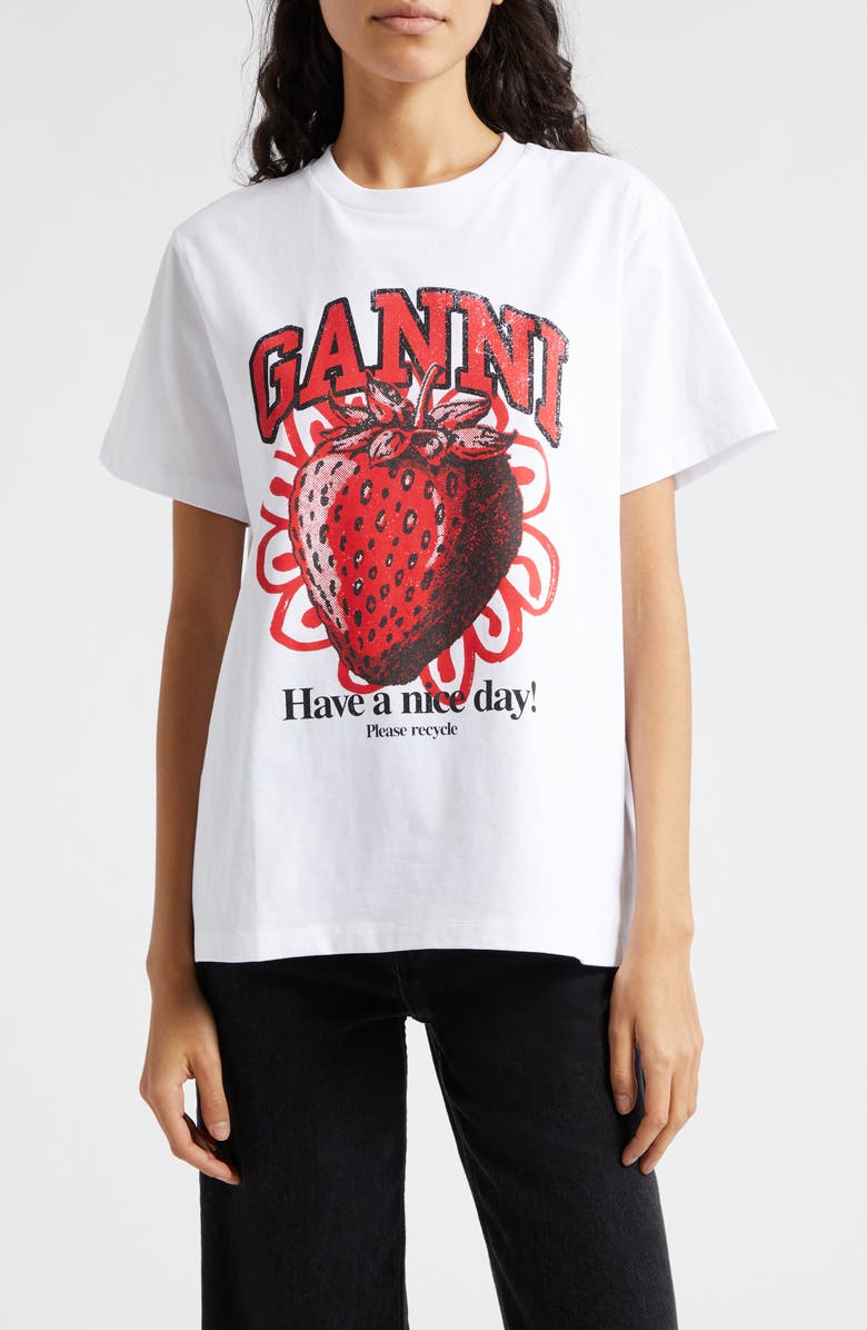 Ganni Strawberry Organic Cotton Graphic T-Shirt | Nordstrom