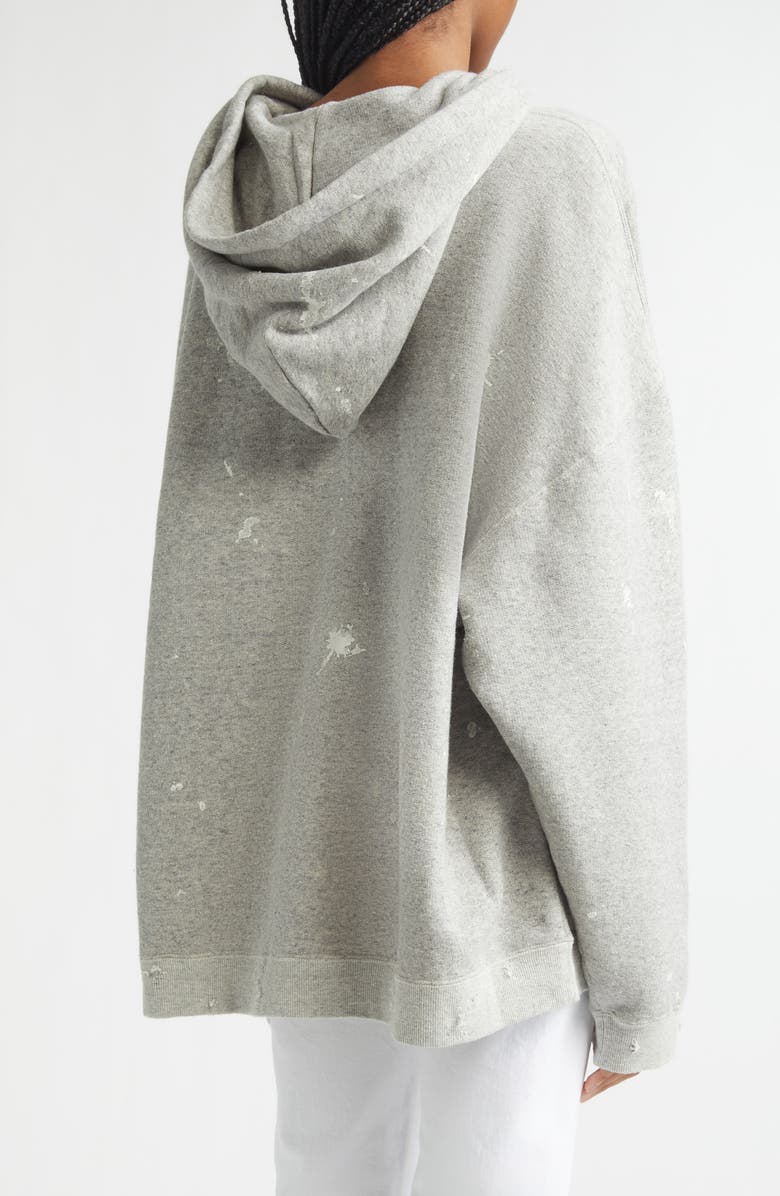 R13 Not a Fan Paint Splattered Oversize Graphic Hoodie, Alternate, color, Heather Grey
