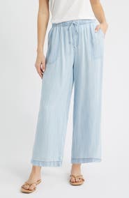beachlunchlounge Inaya Chambray Drawstring Ankle Pants
