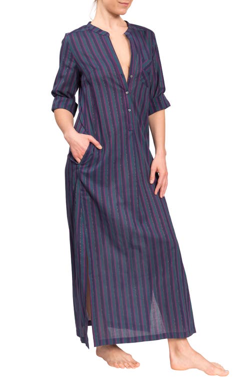 Everyday Ritual Tracey Striped Long Coverup Dress In Peacock Stripe