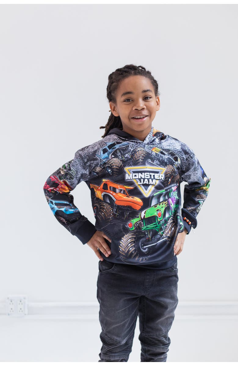 Monster Jam Fleece Hoodie, Alternate, color, Black