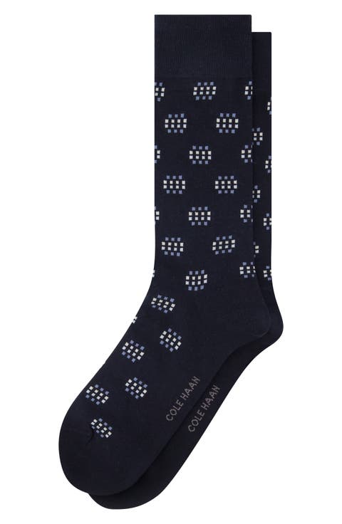 Geo Pattern Cotton Blend Dress Socks